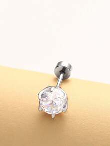 1 件 316L 不锈钢锆石耳钉，时尚优雅的耳饰，男女皆宜 - 彩色 - 查看 6