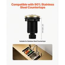 Garbage Disposal Air Switch Kit, 2.5" Sink Top Air Switch For Food Waste Disposal, Brushed Gold Stainless Steel ON/OFF Air Button For Waste Disposer - Suitable For Stainless Steel Countertops - 2.5-inch 1 Socket Gold Brush Wire - View 2