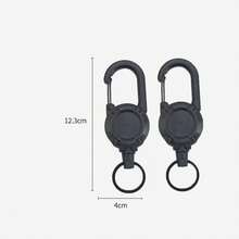 Llavero táctico con cremallera automática para exteriores, broche multifuncional con colgante, estuche retráctil de acero de 23.6 pulgadas, adecuado tanto para hombres como para mujeres, herramienta antirrobo multifuncional, portaplacas táctico, apto para actividades de camping, pesca, caza y golf.