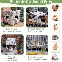 Small Animal Hideaway& Hammock, Cozy House With Roof For Small Pets To Sleep And Hide - Washable Pet Cave& Hideout Corner, Hanging Hammock Hideout Bed, Cage Accessories For Guinea, Hamster, Rat, Glider, Squirrel, Ferret, Kitten, Squirrel, Chinchilla