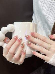 Bộ 10 móng tay giả ngắn thủ công, dụng cụ làm móng mùa hè, móng tay dài đi biển cho nữ và bé gái, móng tay giả đầu Pháp hình quả hạnh nhân thời trang có thể tái sử dụng cho giáo viên, học sinh, văn phòng, du lịch, công sở thanh lịch - Nhiều màu - Xem 7