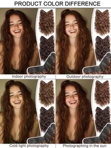 1PC V-Shaped Clip-In Hair Extensions For Women Multi-Color 22-Inch Length Natural Wave Synthetic Heat-Resistant Fiber Wig Suitable For Everyday Wear