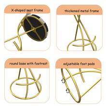 29 Inch Bar Stool Set - Counter Height Stool, Velvet Counter Stool, High Stool With Backrest And Metal Legs, Medieval Modern Bar Chair For Kitchen Island, Dining Room Chair - B-gold (football Print Bench) - View 10