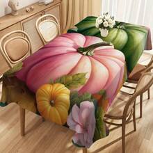 1pc Thanksgiving Autumn Creative Dual-Color Pumpkin Print Holiday Decorative Tablecloth, Absorbent Dirt-Resistant Dining Table Cover, Warm & Comfortable Home Decor Rectangular Coffee Table Cloth - Multicolor - View 15