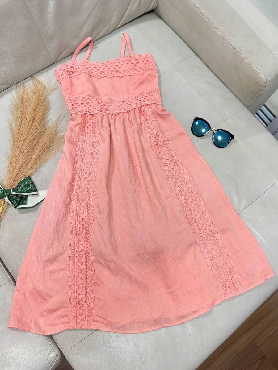 ANJO&M FASHION Short Dresses With Lace, Lined At The Back With Elastic, Size M G Gg Simple - 橘色 - 查看 1