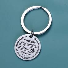 1 Piece Of Cross - Border New "TO MY SON" Engraved Stainless Steel Keychain. Presented With Simple And Exquisite Stainless Steel Material And A Heartwarming Engraved Design, It Symbolizes Parents' Love And Expectations For Their Children, As Well As The Warmth And Bond Of Family Affection. Suitable As A Gift For Sons Or Daughters,