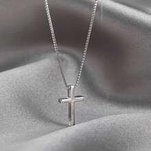 Elegant And Simple Cross Pendant Necklace For Teenagers - Perfect For Halloween, Christmas, And Parties - Exquisite Gift Jewelry, Christmas Jewelry| Minimalist Necklace| Zinc Alloy Necklace, Suitable For Teenagers - 銀色 - 查看 6