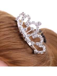 Tiara Coroa Com Pente Estilo Princesa – Strass Brilhante Para Penteados de Festa Infantil/ Casamento/ Noivas/ Debutantes/ Adulto e Bailarina Ballet - Dourada - Visão 4