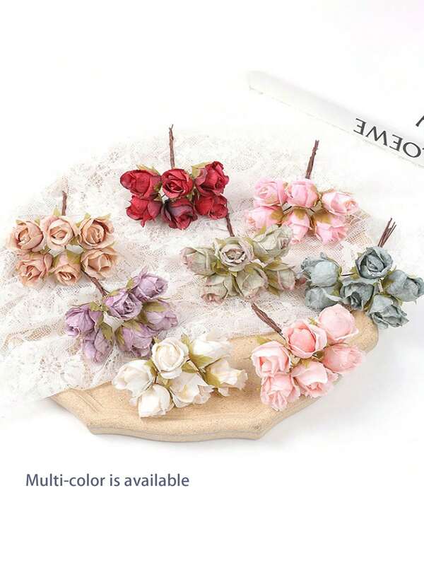 Corona de capullos de rosa en miniatura, accesorio de caja de caramelos, decoración del hogar y boda, novia, regalo del Día de San Valentín, decoración de Año Nuevo, accesorio para pastel de fiesta de cumpleaños