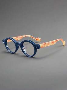 New Retro Round Fashion Sunglasses, Small Frame Round Face Glasses, Contrast Color Vintage Unisex, Lightweight & Transparent, Suitable For All Seasons