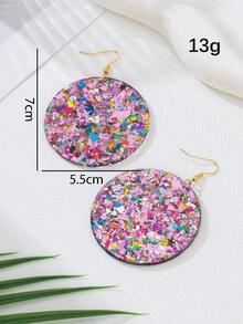 1 Cặp bông tai hình tròn nhiều màu lấp lánh hình học cổ điển dành cho nữ, phụ kiện đa năng cho kỳ nghỉ, tiệc tùng, quà tặng - Màu tím hoa cà - Xem 4