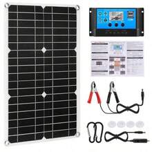 DAINUO 1 set Panel solar de 50W con controlador para acampar al aire libre, senderismo, pesca, ciclismo