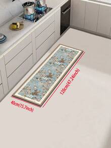 1pc Diatomite Kitchen Mat, Elegant Blue Floral Pattern, Cushioned Anti-Fatigue Kitchen Rug, Absorbent & Non-Slip, Suitable For Kitchen, Bathroom, Entryway, Laundry Room - Multicolor - View 14