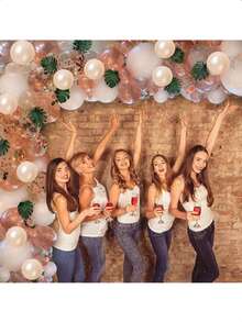 41个/套玫瑰金气球，10/12英寸玫瑰金气球，香槟白带彩纸气球，适用于婚礼、婴儿派对、女孩生日、订婚、新娘送礼会 - 彩色 - 查看 3