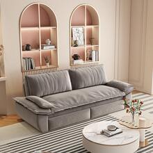 73.2" Queen Pull Out Sofa Bed,3-In-1 Convertible Sleeper Sofa, Multi-Functional Velvet Loveseat Bed - Grey - View 2