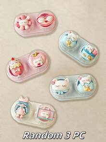 XIANG YU Cute 3D Cartoon Cat Contact Lens Case, Unique Portable Drawer-Style Cosmetic Lens Box, Compact Companion Case.Pink