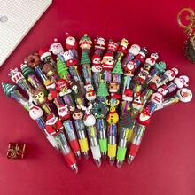 8pcs Random Christmas Ballpoint Pens - Reindeer/Snowman Designs, 4-In-1 Colors, Comfortable Writing, Suitable For Office/Party/Back-To-School Prizes, Essential Christmas Gifts, Stocking Stuffers, Holiday Favors, Party Supplies, Fun Stationery, Reliable Ink, Durable Plastic, Writing Essentials, Multi-Pack Pens, Office Workers, Party Planners