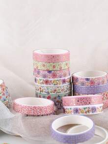 10卷迷你和纸胶带套装：彩色基本款细款遮蔽装饰胶带，适用于子弹日记本、计划本、DIY工艺品、艺术品、包装、剪贴簿用品、礼品装饰贴纸 - 花 - 查看 3