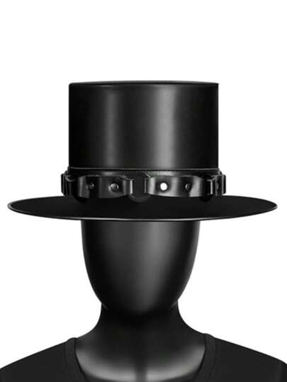 Sombrero de copa estilo steampunk, boina vintage de PU, disfraz de Halloween, disfraz de fiesta de rol, sombrero de vestir de mago o maestro de circo