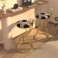 29 Inch Bar Stool Set - Counter Height Stool, Velvet Counter Stool, High Stool With Backrest And Metal Legs, Medieval Modern Bar Chair For Kitchen Island, Dining Room Chair - B-gold (football Print Bench) - View 1