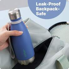 VINUR - Botella de agua para niños, de acero inoxidable de 12 onzas/354ml, doble pared aislada al aspiradora, para la escuela, con cuerda de transporte (azul marino) - Azul real - Ver 2