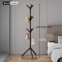 1pc White 9-Hook Floor Standing Coat Rack, Minimalist Single Rod Bedroom Clothes Hanger - No Installation Required, Sturdy Household Clothing/Hat/Bag/Towel Hooks With 360° Rotating Hooks, Free-Standing Coat Rack, Size: 62.3*19.69in, Daily Balanced Garment Hanging - Multicolor - View 11