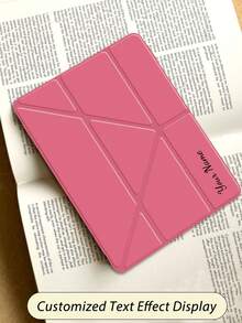 1 pieza Rosa Transparente Funda protectora plegable plana en forma de Y de acrílico, texto personalizable, sin lápiz óptico incluido, algunos modelos con marco de lente, soporte plegable de varios ángulos, ranura para lápiz óptico incorporada, cubierta trasera de acrílico de alta transparencia, anti-arañazos y anti-doblado, suspensión/activación magnética automática, diseño minimalista/casual/personalizado - Sandía roja - Ver 16