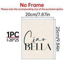 1pc Ciao Bella Poster Decoration, Wall Art, Girly Room Decor, Cute Wall Art, Pink Retro Poster, Wall Decoration Poster, Wall Canvas Decoration, Ideal Gift For Bedroom Living Room