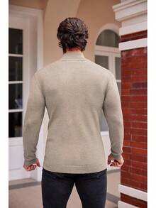 Men's Slim Fit Mock Turtleneck Pullover Sweater Casual Basic Knitted Thermal Sweaters - Màu kaki nhạt - Xem 3