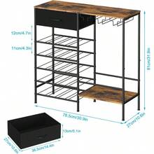 MOOACE Wine Rack Freestanding Floor Wine Bar Cabinet With Wine Storage And Glass Holder Mini Home Bar For Liquor Cabinet Coffee Bar Storage For Kitchen Dining Room Living Room - 棕色 - 查看 4