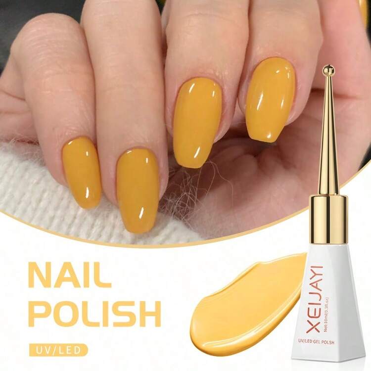 XEIJAYI 1pc 10Ml Long-Lasting Eggshell Glue Gel Nail Polish UV/LED Soak Off Gel Nail Polish For Nail Art DIY Salon Home Holiday Gift For Women - Yellow - View 8