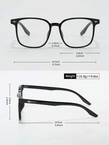 1 Pair Men's PC Square Large Frame Rivet Personalized Clear Lens Glasses, Fashionable Versatile, Suitable For Business Meetings, Fashion Outfits, Party Gatherings, Computer Office Work, Computer Gaming - Multicolor - View 5