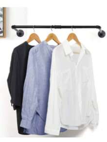 1件装36英寸工业管道壁挂式服装架，重型黑色悬挂式衣杆，适用于卧室、玄关、洗衣晾晒、零售服装展示