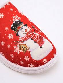 Pantuflas de mujer con diseño festivo de peluche - Pantuflas suaves y cálidas para damas con cierre deslizante - Zapatos cálidos de interior casuales para otoño/invierno - Rojo - Ver 9