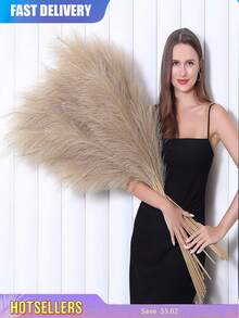 50/30/20/10 Pcs Artificial Reed Grass, Realistic And Fluffy, Suitable For Boho-Style Home And Wedding Decor, Ideal For Outdoor Weddings, Also Applicable For Home, Living Room, Outdoor, Wedding And Christmas Decoration - Brown - View 2