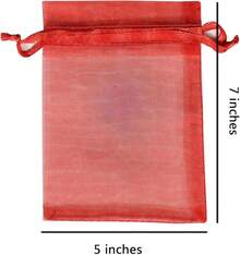 2025Organza Gifts Bags Sets Of 50 Drawstring 4x6 Inch Pink For Baby Shower,Girl Birthday,Party Favors,Wedding,Bridal Shower,Graduation,Halloween,Bulk Sheer Fabric Mesh Tie Sack For Jewelry,Candy - 紅色 - 查看 4