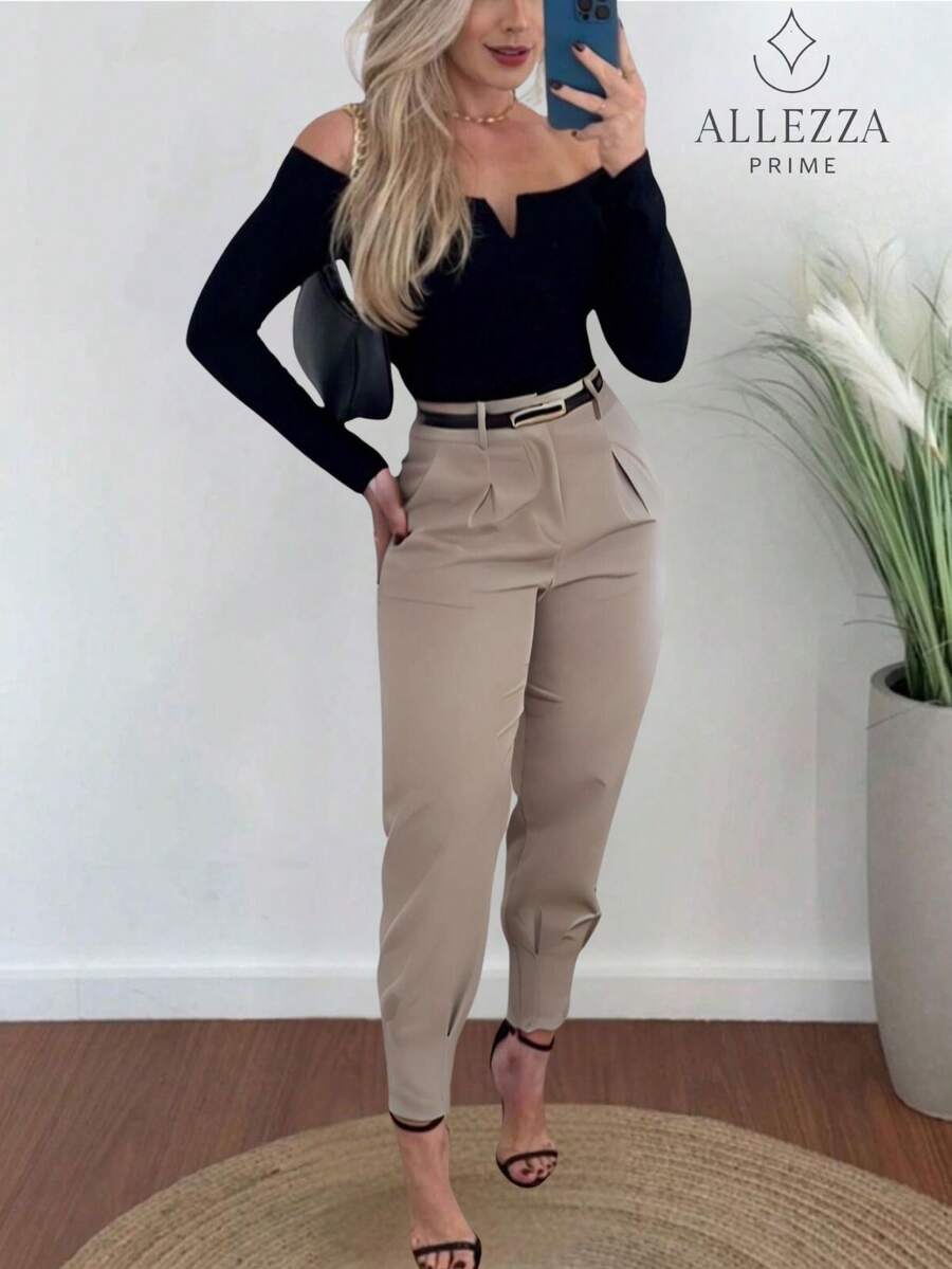Women's Carrot Casual Social Sport Tailored Trousers - 米色 - 查看 1