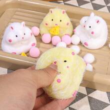 Cute Hamster Mochi Squishy Toy - TPR Soft Fuzzy - Stress Relief Squeeze Toys - Kids & Adults - 彩色 - 查看 4