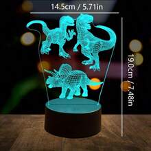 復古恐龍 3D 小夜燈，USB 供電，LED 環境燈，檯燈，床頭伴侶燈。適用於書房、臥室、客廳、遊戲室，聖誕節/新年/生日/節日禮物。 - 彩色 - 查看 5