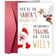 1pc Humorous Christmas Greeting Card, Santa & Reindeer Naughty List Design, Paper Holiday Card, With Envelope, For Friends, Family, Teachers, Students, Neighbors, Universal Recipient, Christmas & Special Occasions - Multicolor - View 1