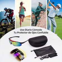 Lentes Deportivos de Ciclismo, Gafas de Sol Polarizadas Deportivas, Gafas de Ciclismo con 5 Lentes Intercambiables, Gafas de Bicicleta Mujeres y Hombres para Béisbol Correr Pescar Hiking Esquí - 1 - Ver 3