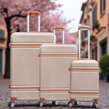 3 Piece Luggage Set 20" 24" 28" – Spinner Wheels Lightweight | Check-In Carry On 2 Colours - Beige - View 1