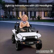 Kids Electric Ride On Car For 3-8, 2 Motors Off Road Truck With 2.4G Remote Control, LED Lights, Music, Horn & Wireless Connection, Battery Powered Ride On Toy For Boys Girls - White - View 8