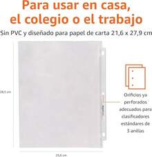 Basics - Protectores de hojas transparentes para carpeta de 3 anillos, 8.5 x 11 pulgadas (21.5 x 27.9 cm), polipropileno, paquete de 100 - Paquete de 100 - Ver 3
