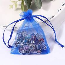 2025Organza Gifts Bags Sets Of 50 Drawstring 4x6 Inch Pink For Baby Shower,Girl Birthday,Party Favors,Wedding,Bridal Shower,Graduation,Halloween,Bulk Sheer Fabric Mesh Tie Sack For Jewelry,Candy - Xanh đậm - Xem 5