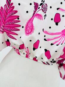 KISTYLE Crepe Blouse With Batwing Sleeves And Tie - Hot Pink - View 5