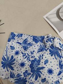 Women's Skirt Shorts - 藍白色 - 查看 3