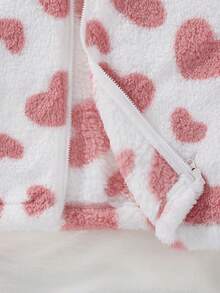 Girls' Autumn/Winter Furry Heart Hooded Warm Cartoon Fleece Padded Jacket