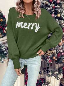 Women's Christmas, Casual Comfortable Romantic Retro Modern Commute Office Elegant Christmas Knitted Sweater, Crew Neck Pullover, Suitable For Christmas Party, Holiday, Date Night, Home, Office, Daily, Travel, Tea Party, Country Music Concert, Spring, Autumn, Winter