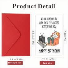 1PC Men's Funny Birthday Cards, Funny Birthday Cards For Dad, Husband, Grandpa, Cards For Watching TV With Closed Eyes, The Best Gift To Give Them